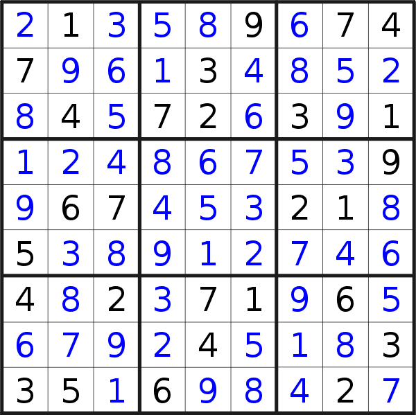 Sudoku solution for puzzle published on Monday, 18th of February 2019
