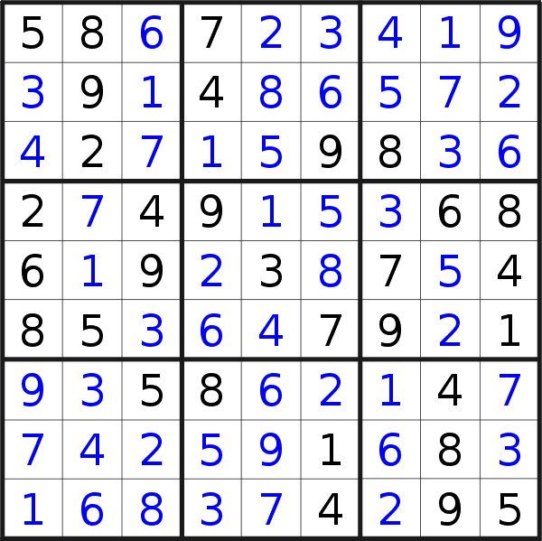 Sudoku solution for puzzle published on Tuesday, 19th of February 2019