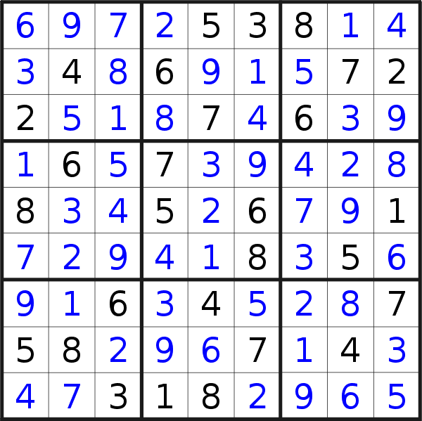 Sudoku solution for puzzle published on Wednesday, 20th of February 2019