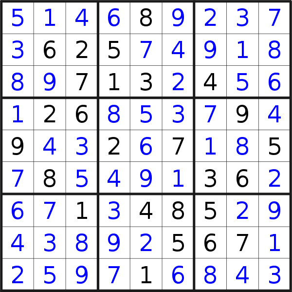 Sudoku solution for puzzle published on Thursday, 21st of February 2019