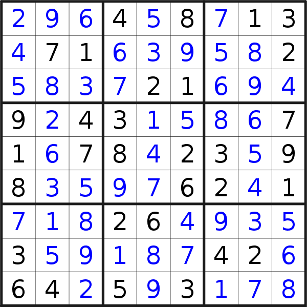 Sudoku solution for puzzle published on Tuesday, 26th of February 2019