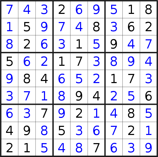 Sudoku solution for puzzle published on Wednesday, 27th of February 2019