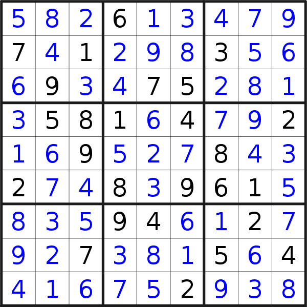 Sudoku solution for puzzle published on Friday, 1st of March 2019