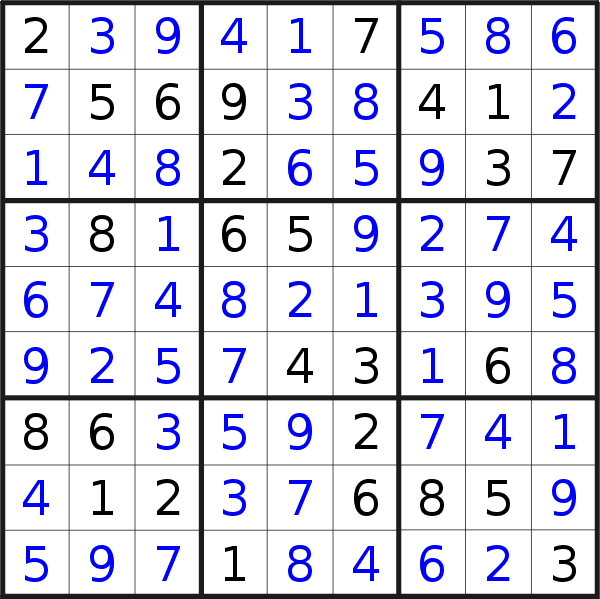 Sudoku solution for puzzle published on Wednesday, 6th of March 2019