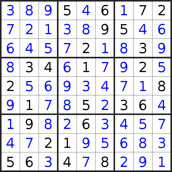 Sudoku solution for puzzle published on Thursday, 7th of March 2019