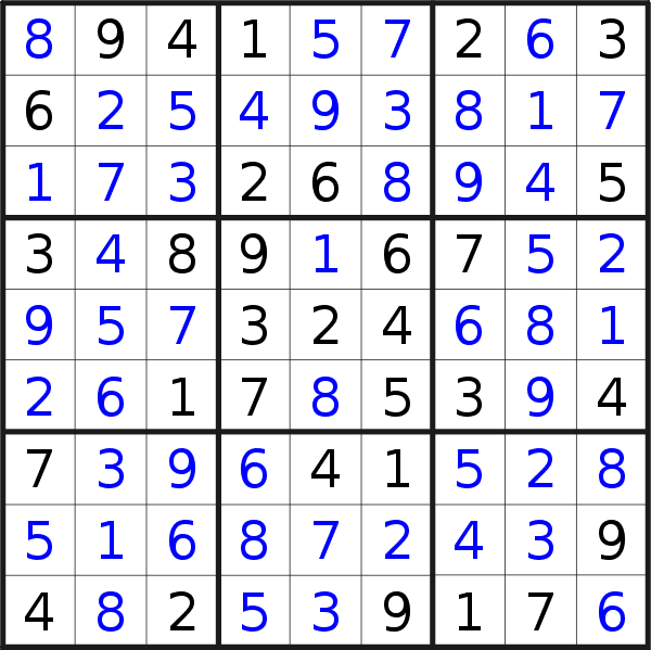 Sudoku solution for puzzle published on Friday, 8th of March 2019