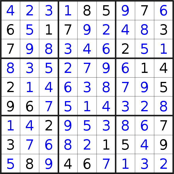 Sudoku solution for puzzle published on Tuesday, 12th of March 2019