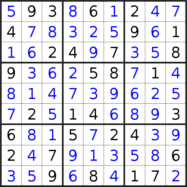 Sudoku solution for puzzle published on Wednesday, 13th of March 2019
