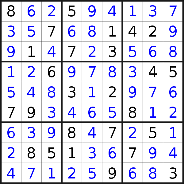 Sudoku solution for puzzle published on Thursday, 14th of March 2019