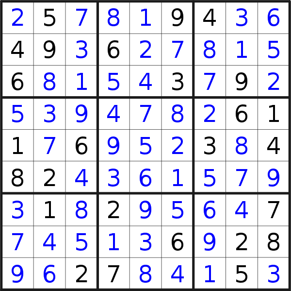 Sudoku solution for puzzle published on Friday, 15th of March 2019