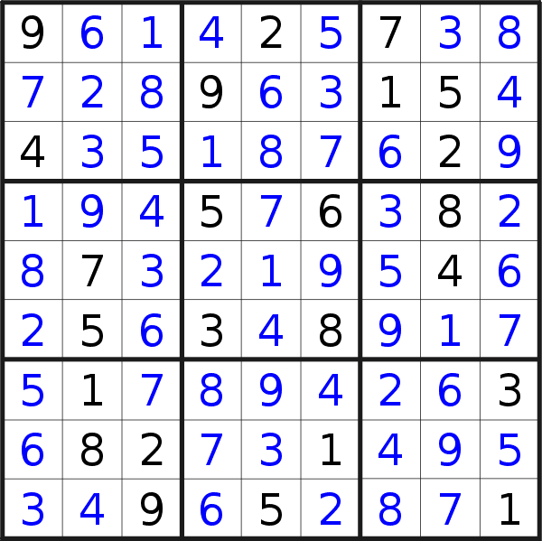 Sudoku solution for puzzle published on Sunday, 17th of March 2019