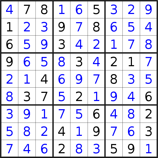 Sudoku solution for puzzle published on Sunday, 24th of March 2019