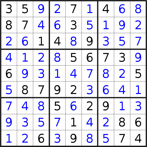 Sudoku solution for puzzle published on Tuesday, 26th of March 2019