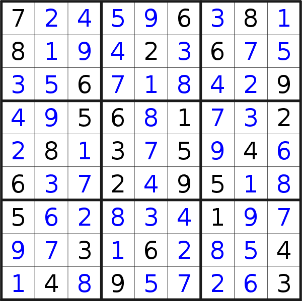 Sudoku solution for puzzle published on Wednesday, 27th of March 2019