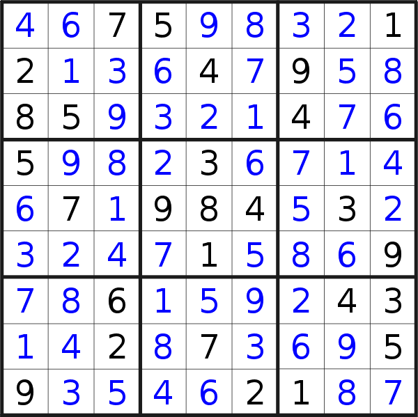Sudoku solution for puzzle published on Thursday, 28th of March 2019