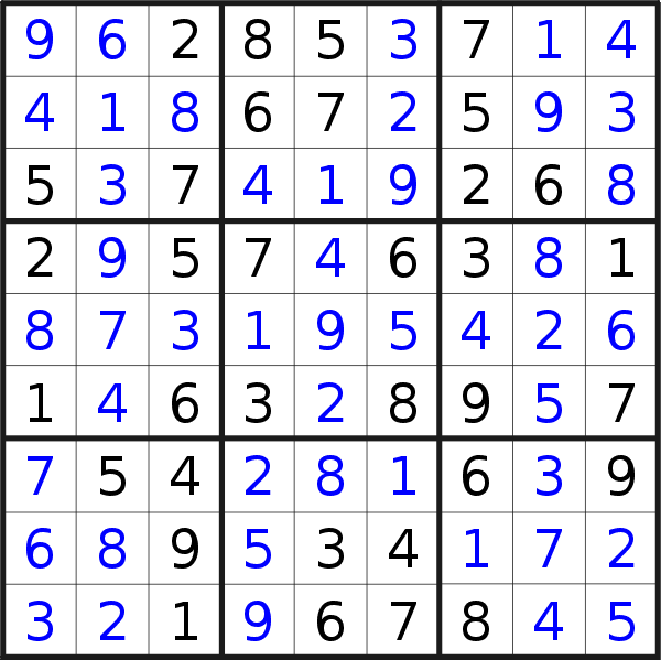 Sudoku solution for puzzle published on Friday, 29th of March 2019