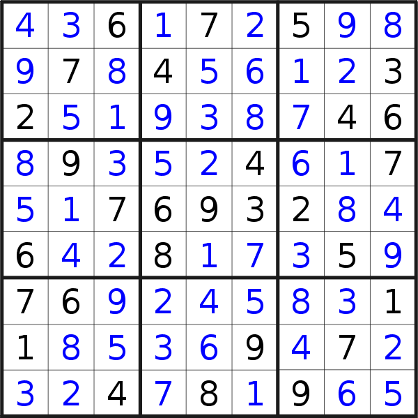 Sudoku solution for puzzle published on Saturday, 30th of March 2019