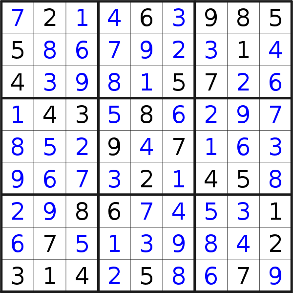 Sudoku solution for puzzle published on Monday, 1st of April 2019