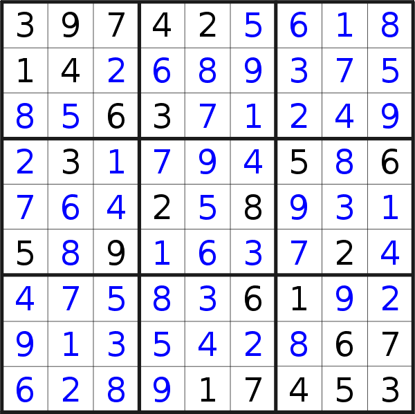 Sudoku solution for puzzle published on Tuesday, 2nd of April 2019
