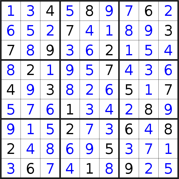 Sudoku solution for puzzle published on Wednesday, 3rd of April 2019