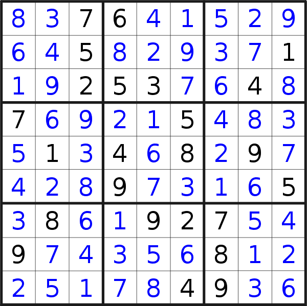 Sudoku solution for puzzle published on Friday, 5th of April 2019