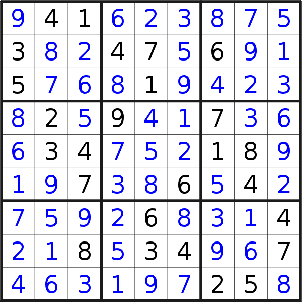 Sudoku solution for puzzle published on Tuesday, 9th of April 2019
