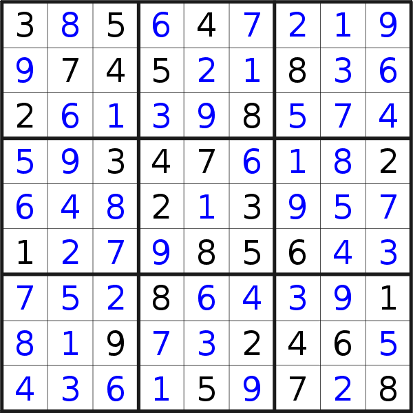 Sudoku solution for puzzle published on Sunday, 14th of April 2019