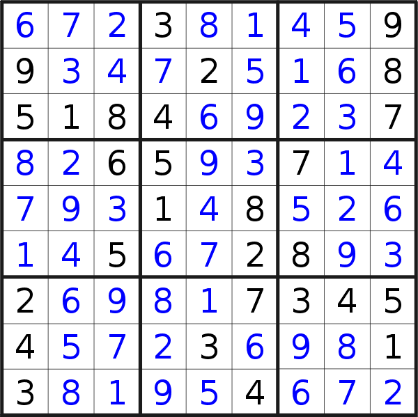 Sudoku solution for puzzle published on Tuesday, 16th of April 2019