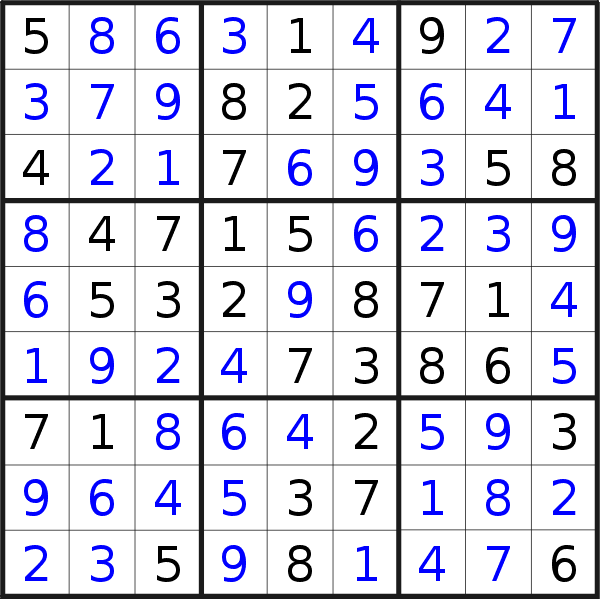 Sudoku solution for puzzle published on Wednesday, 17th of April 2019
