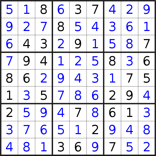 Sudoku solution for puzzle published on Friday, 19th of April 2019