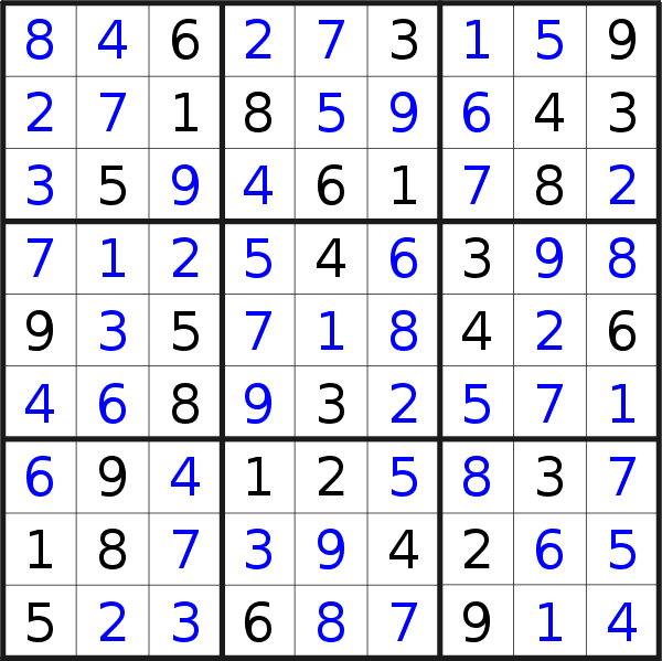 Sudoku solution for puzzle published on Saturday, 20th of April 2019