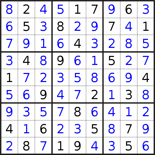 Sudoku solution for puzzle published on Tuesday, 23rd of April 2019
