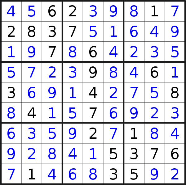 Sudoku solution for puzzle published on Thursday, 25th of April 2019