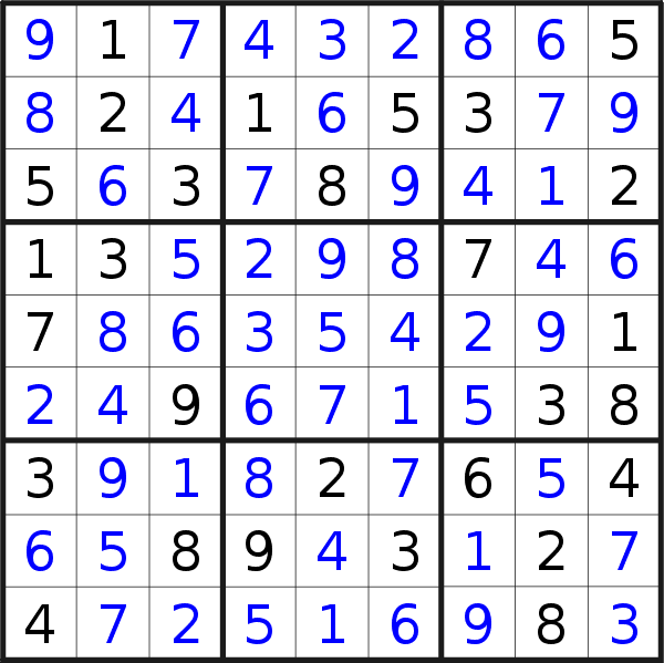 Sudoku solution for puzzle published on Sunday, 28th of April 2019