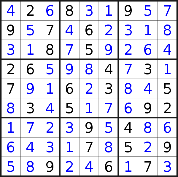 Sudoku solution for puzzle published on Thursday, 2nd of May 2019