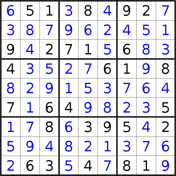 Sudoku solution for puzzle published on Saturday, 4th of May 2019