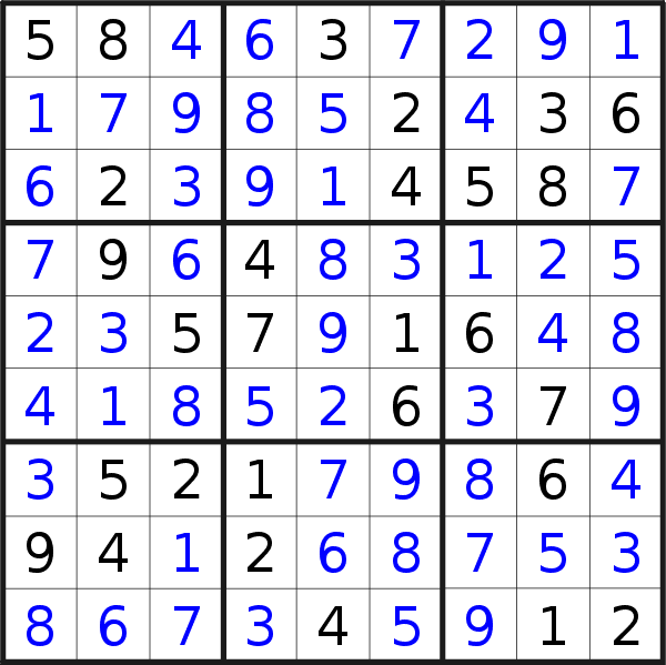 Sudoku solution for puzzle published on Tuesday, 7th of May 2019
