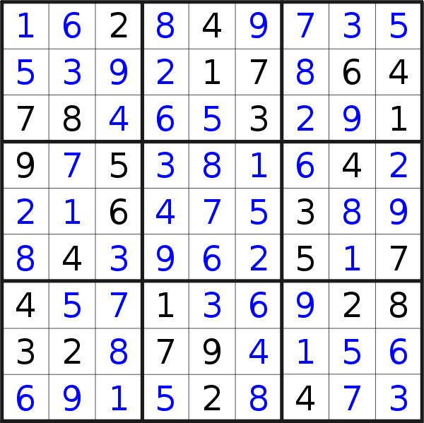 Sudoku solution for puzzle published on Thursday, 9th of May 2019