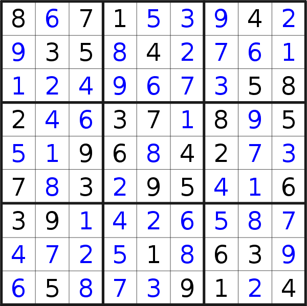 Sudoku solution for puzzle published on Friday, 10th of May 2019