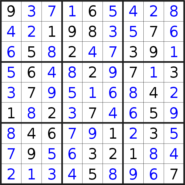 Sudoku solution for puzzle published on Tuesday, 14th of May 2019