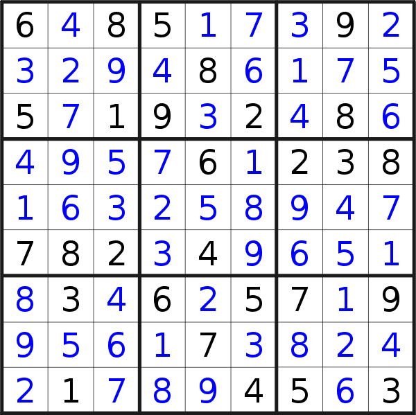 Sudoku solution for puzzle published on Tuesday, 21st of May 2019