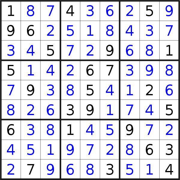 Sudoku solution for puzzle published on Wednesday, 22nd of May 2019