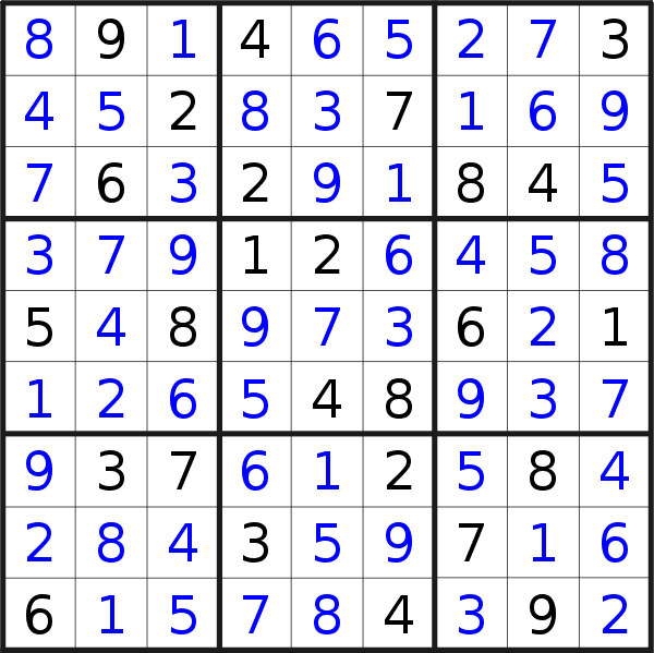 Sudoku solution for puzzle published on Thursday, 23rd of May 2019