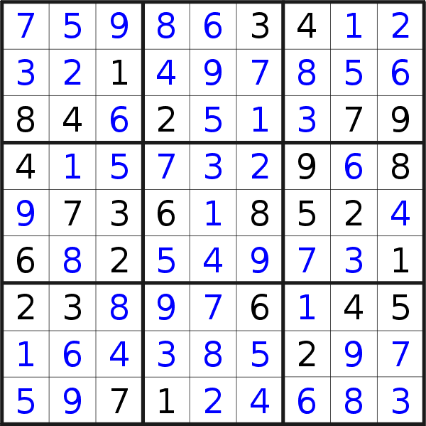 Sudoku solution for puzzle published on Friday, 24th of May 2019