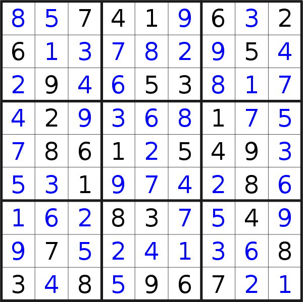 Sudoku solution for puzzle published on Tuesday, 4th of June 2019