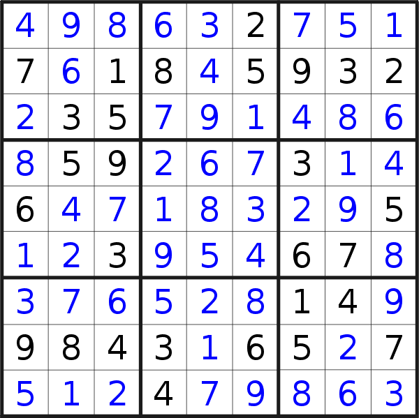Sudoku solution for puzzle published on Wednesday, 5th of June 2019