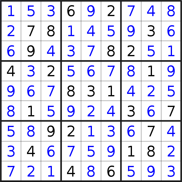 Sudoku solution for puzzle published on Thursday, 6th of June 2019
