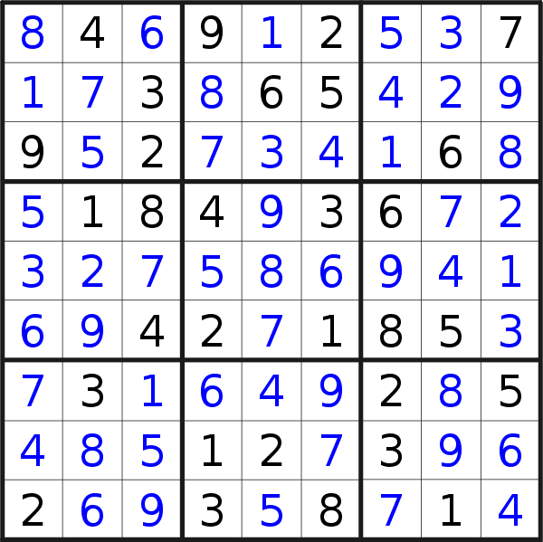 Sudoku solution for puzzle published on Saturday, 8th of June 2019