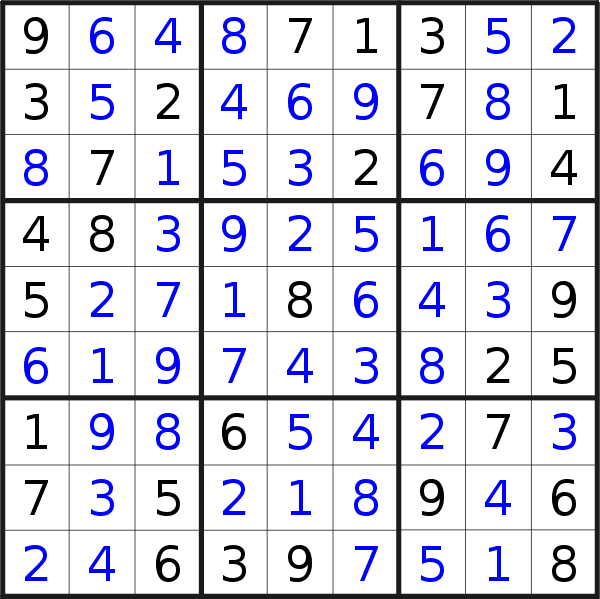 Sudoku solution for puzzle published on Saturday, 15th of June 2019
