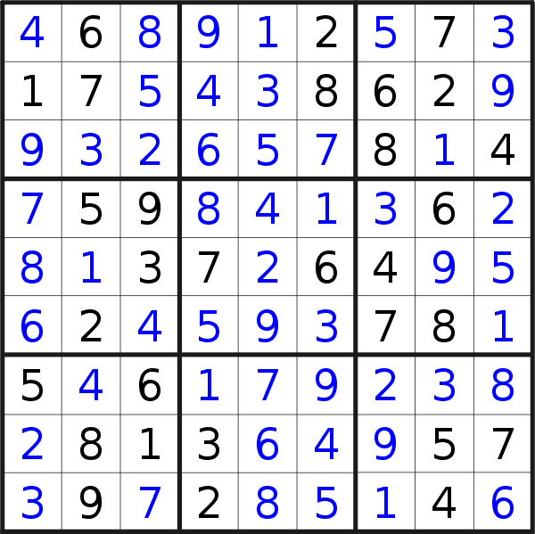 Sudoku solution for puzzle published on Tuesday, 18th of June 2019